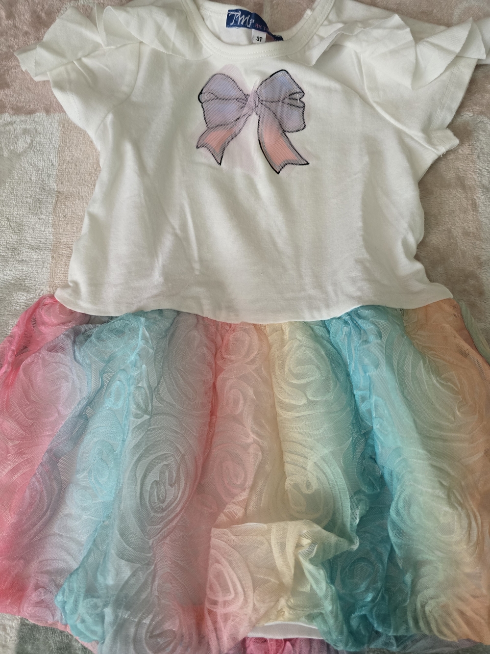 Hannah Banana White Top with Pastel Rainbow Tulle Skirt